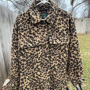 Wild Fable Leopard Print Wool Blend Jacket Sz M Oversized Shacket Trendy